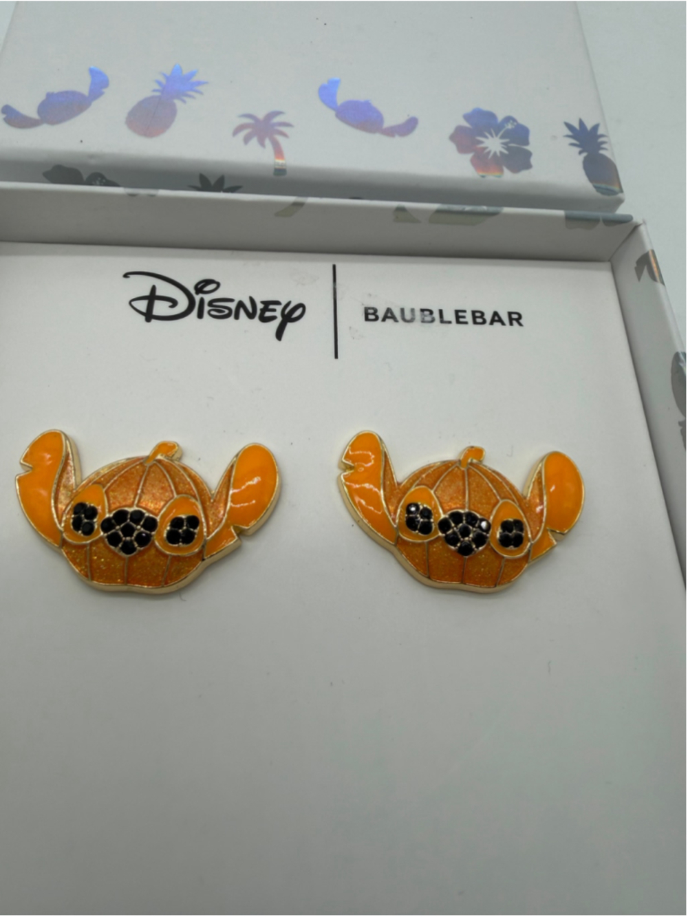 BaubleBar Disney Stitch Pumpkin Earrings Orange Black